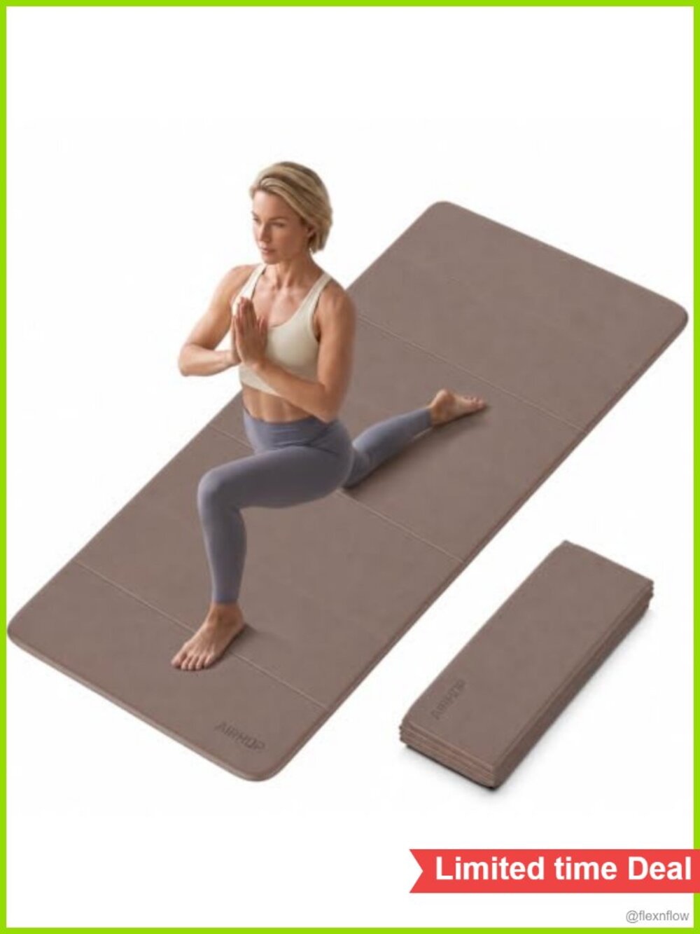 Foldable Yoga Pilates Mat 10mm TPE Non-Slip Travel Workout Pad